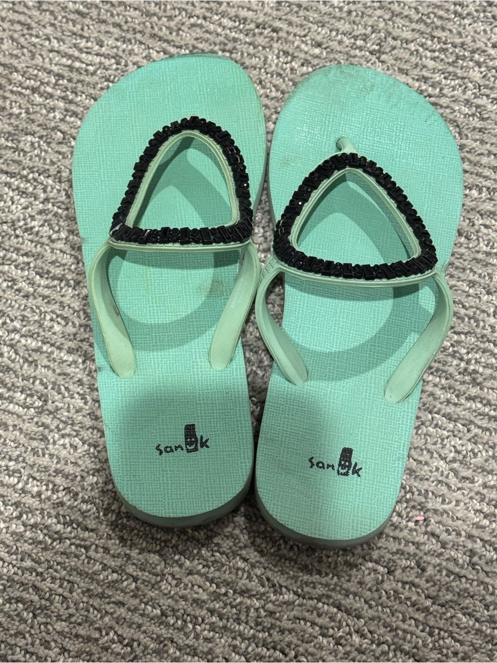 Sanuk Mint Green Jeweled Thong Sandals